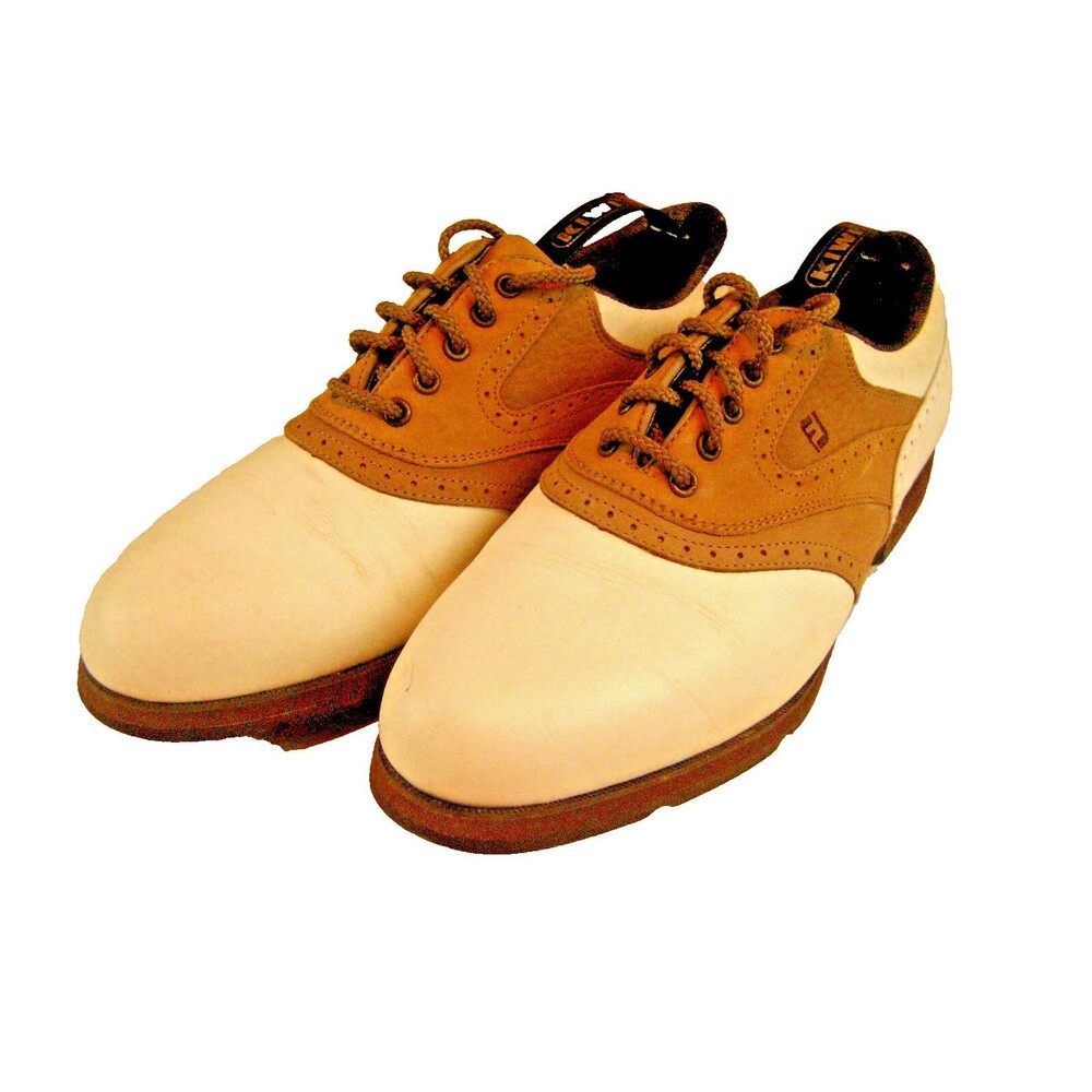 Mens Footjoy SoftJoys Terrain Tan/White Saddle Oxfords Golf Shoes sz 8M